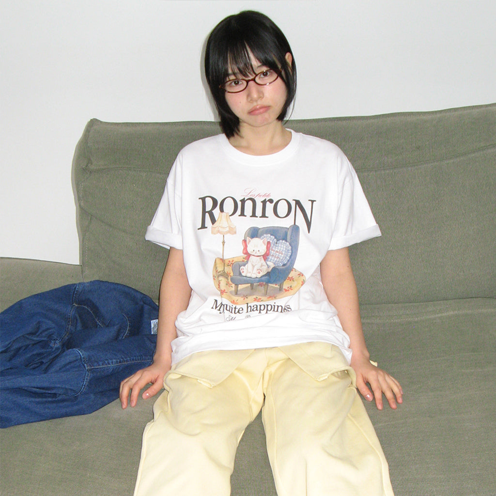 [RONRON] Quiet Cat Over Fit T-Shirt / White
