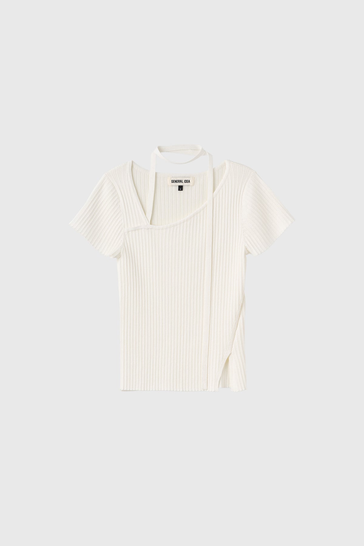 General Idea Unbalanced Ribbed Strap Half Knit White detail 1