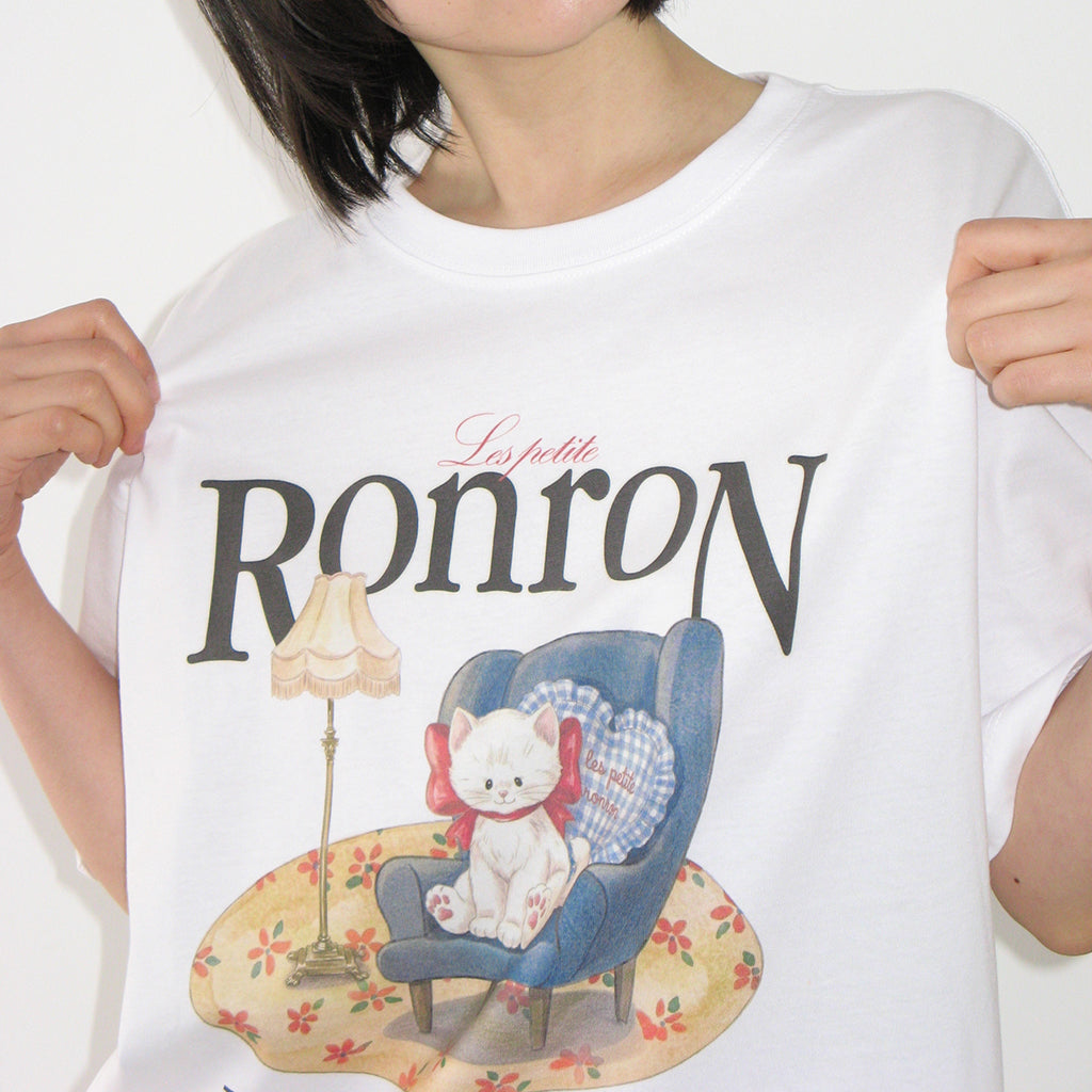 [RONRON] Quiet Cat Over Fit T-Shirt / White