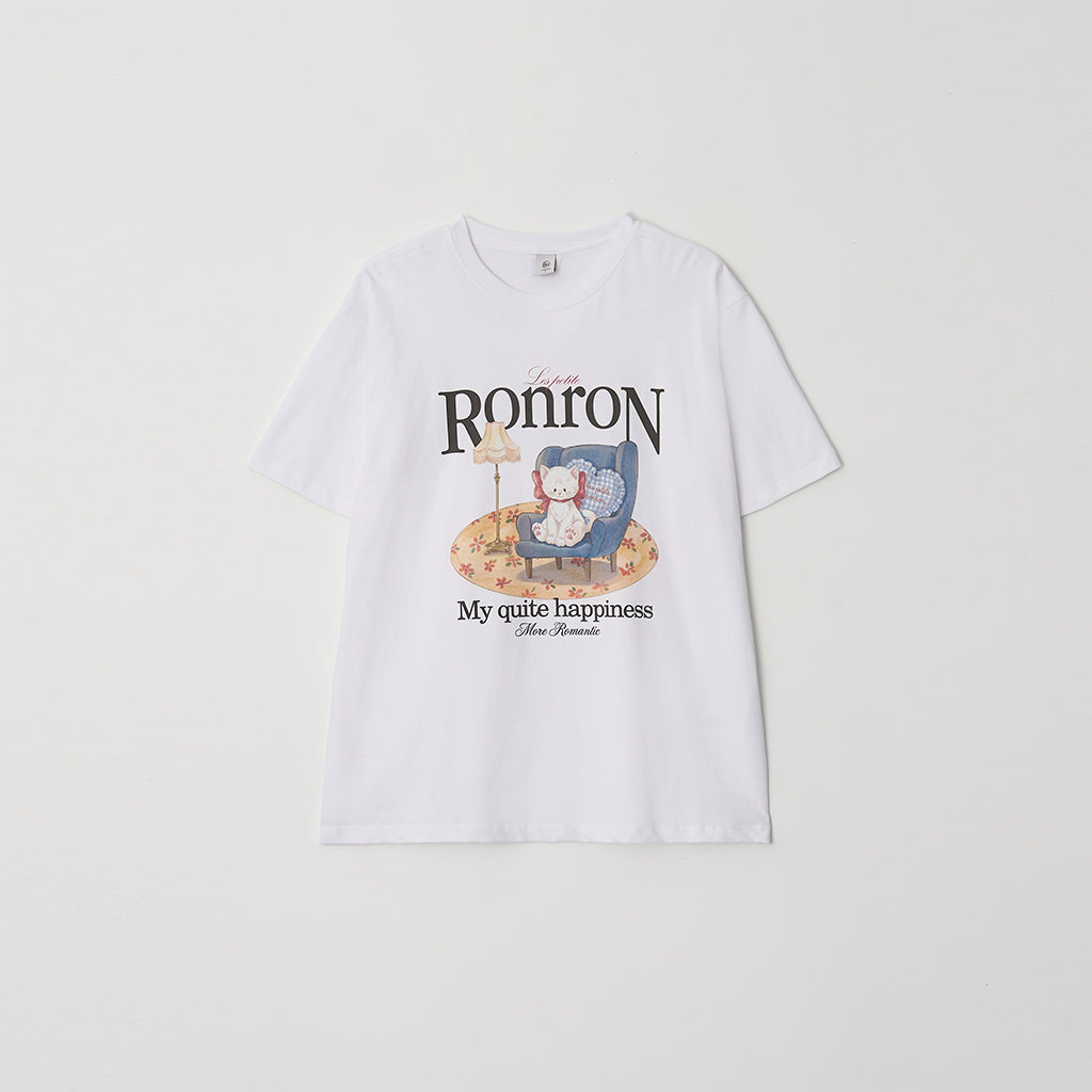 [RONRON] Quiet Cat Over Fit T Shirt / WHITE