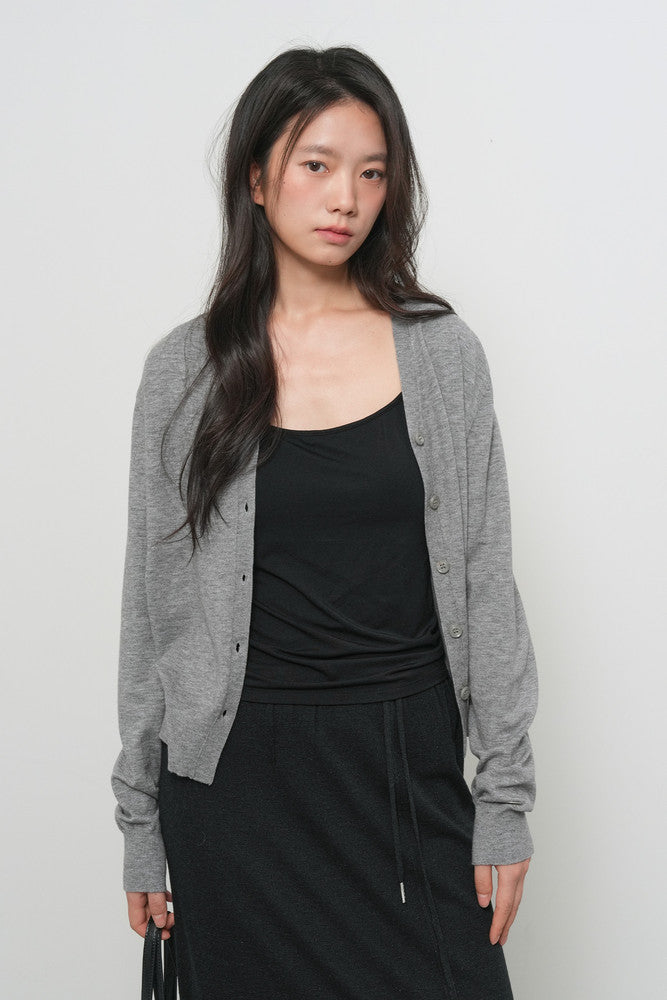 General Idea Relaxed Fit V-Neck Cardigan Melange Grey