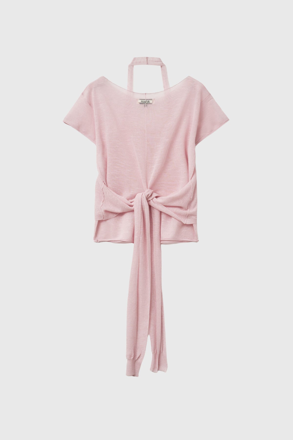 General Idea Sheer Halter Neck Layered Knit Set Pink detail 2