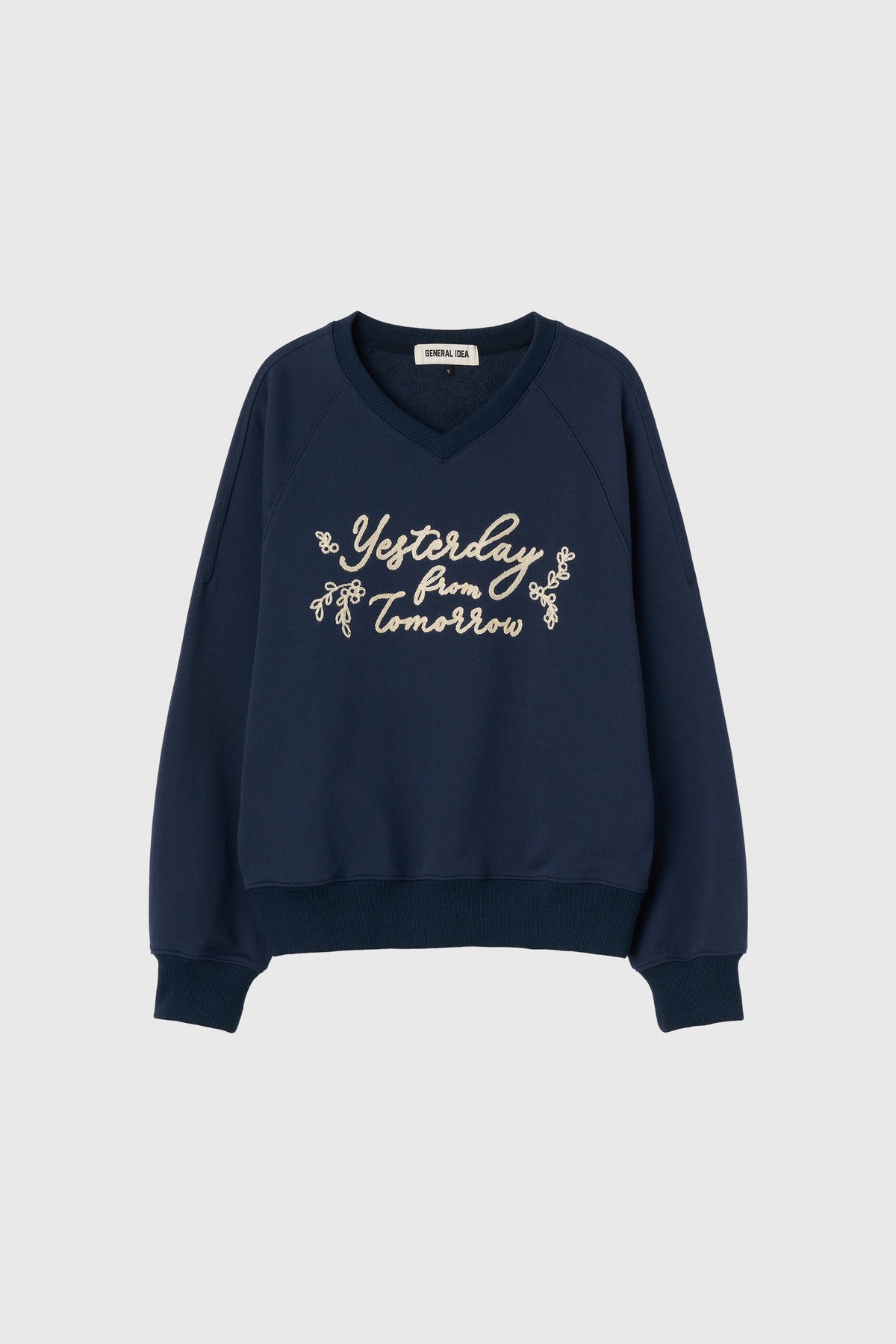 General Idea Lettering V-Neck Sweatshirt Navy detail 1
