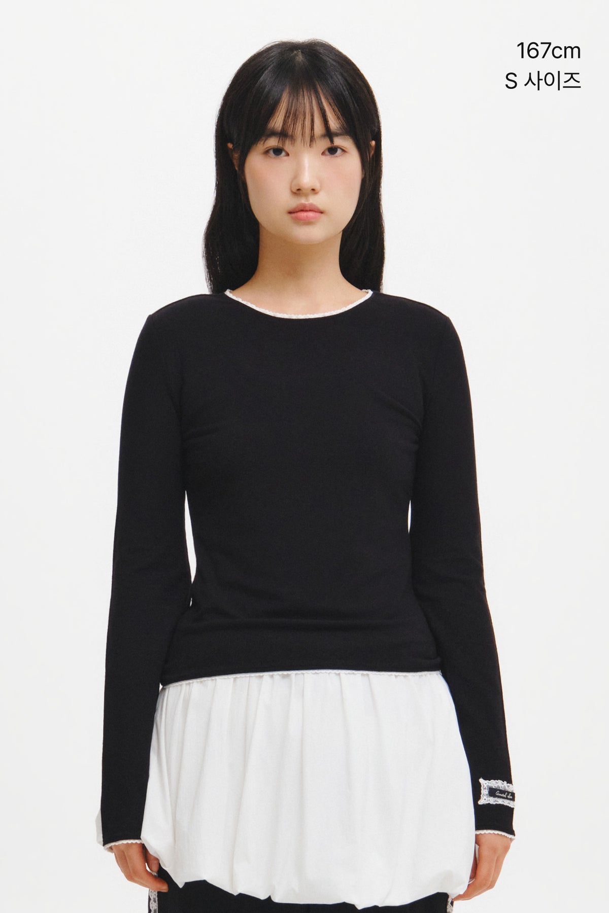 General Idea Lace Round Neck T-Shirt Black detail 1
