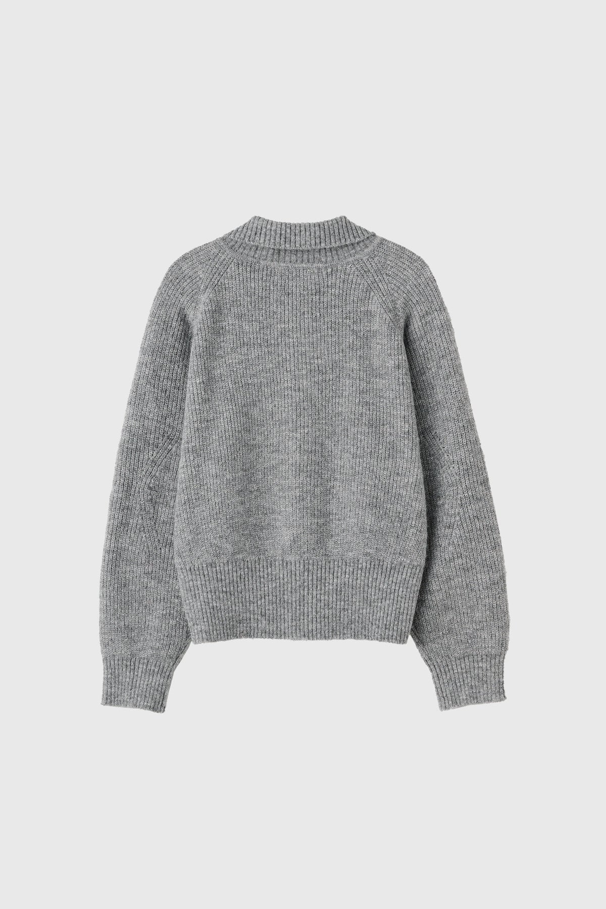 General Idea High Neck Hacci Zip-Up Cardigan Grey detail 2