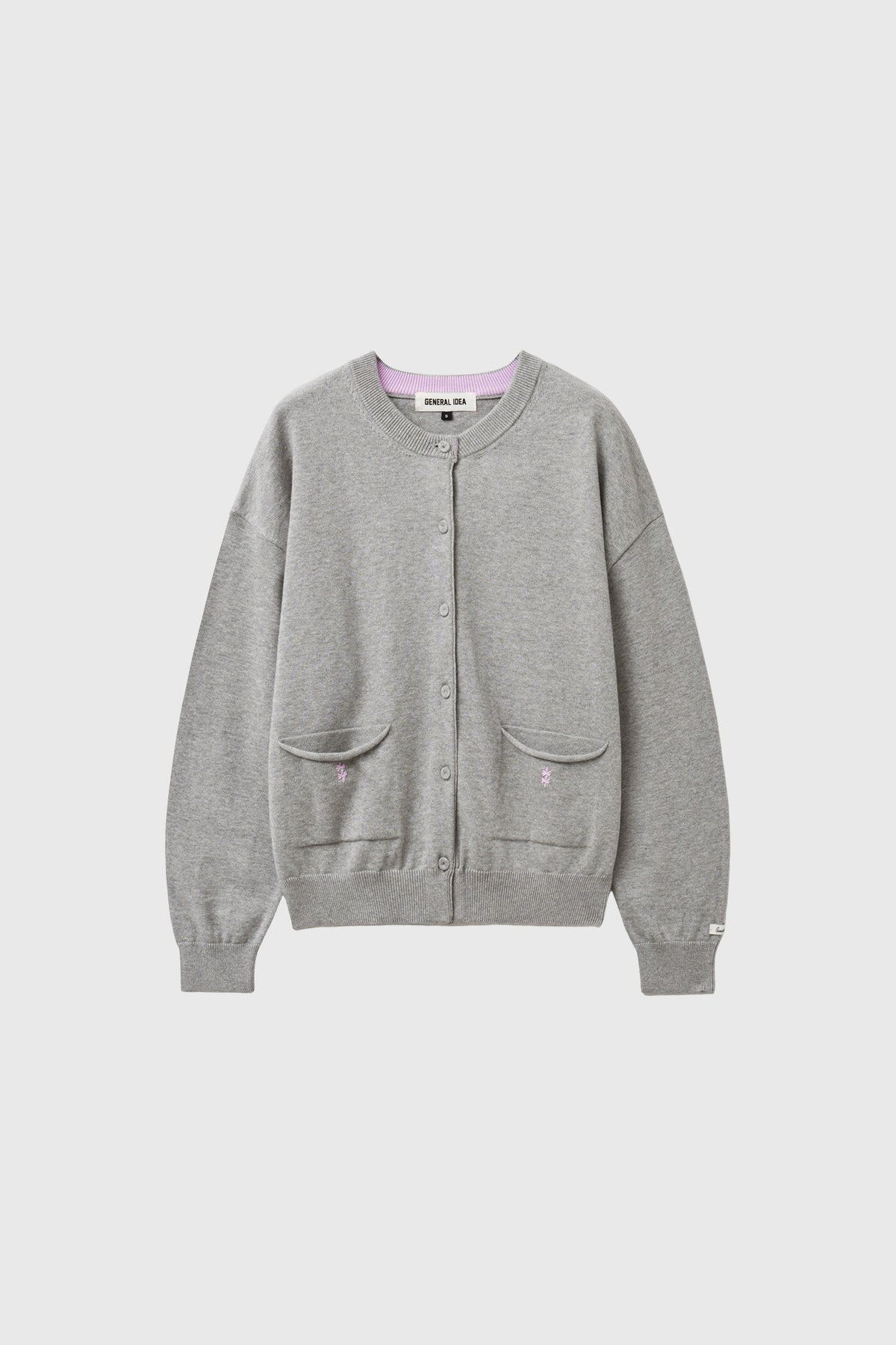 General Idea Cotton Loose Fit Pocket Cardigan Light Grey detail 1