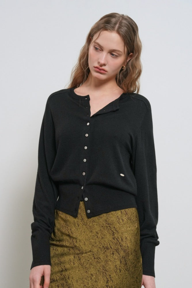 General Idea Signature Crew Neck Cardigan Black