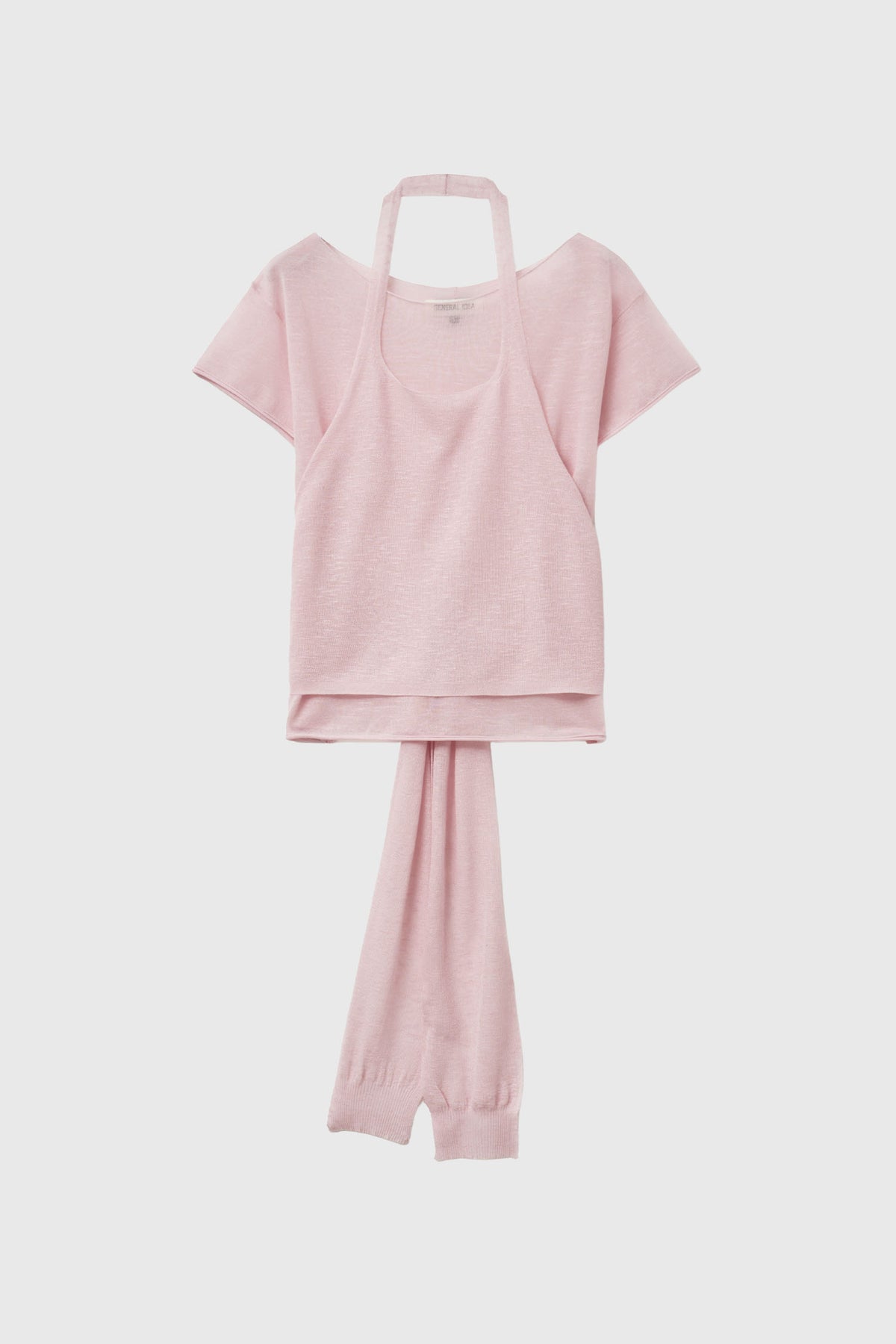 General Idea Sheer Halter Neck Layered Knit Set Pink detail 1