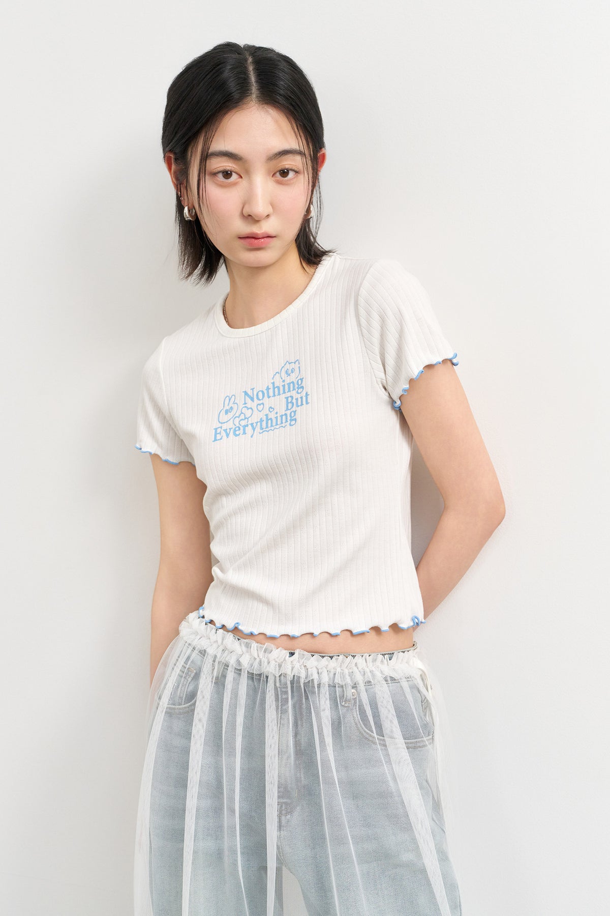 General Idea Eyelet Lettering Short Sleeve T-Shirt White