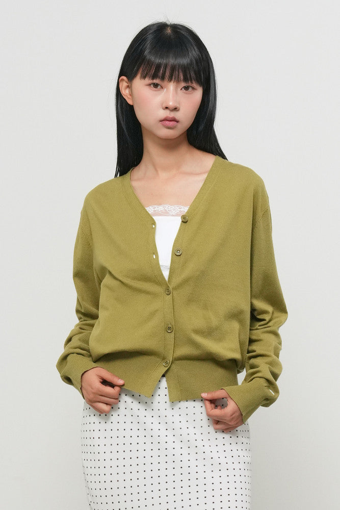General Idea Relaxed Fit V-Neck Cardigan Olive