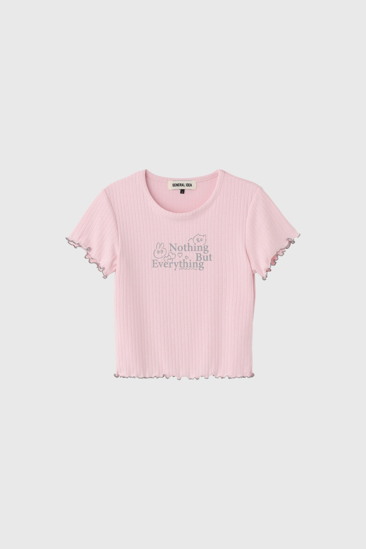 General Idea Eyelet Lettering Short Sleeve T-Shirt Pink detail