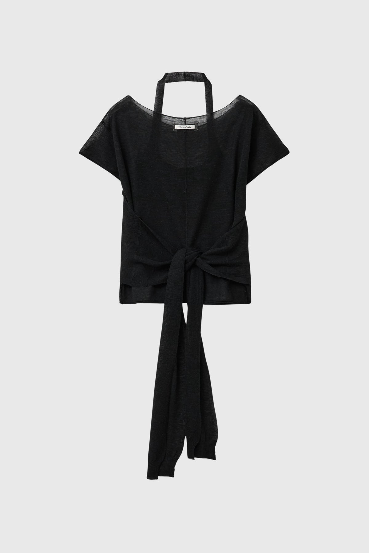 General Idea Sheer Halter Neck Layered Knit Set Black detail 2