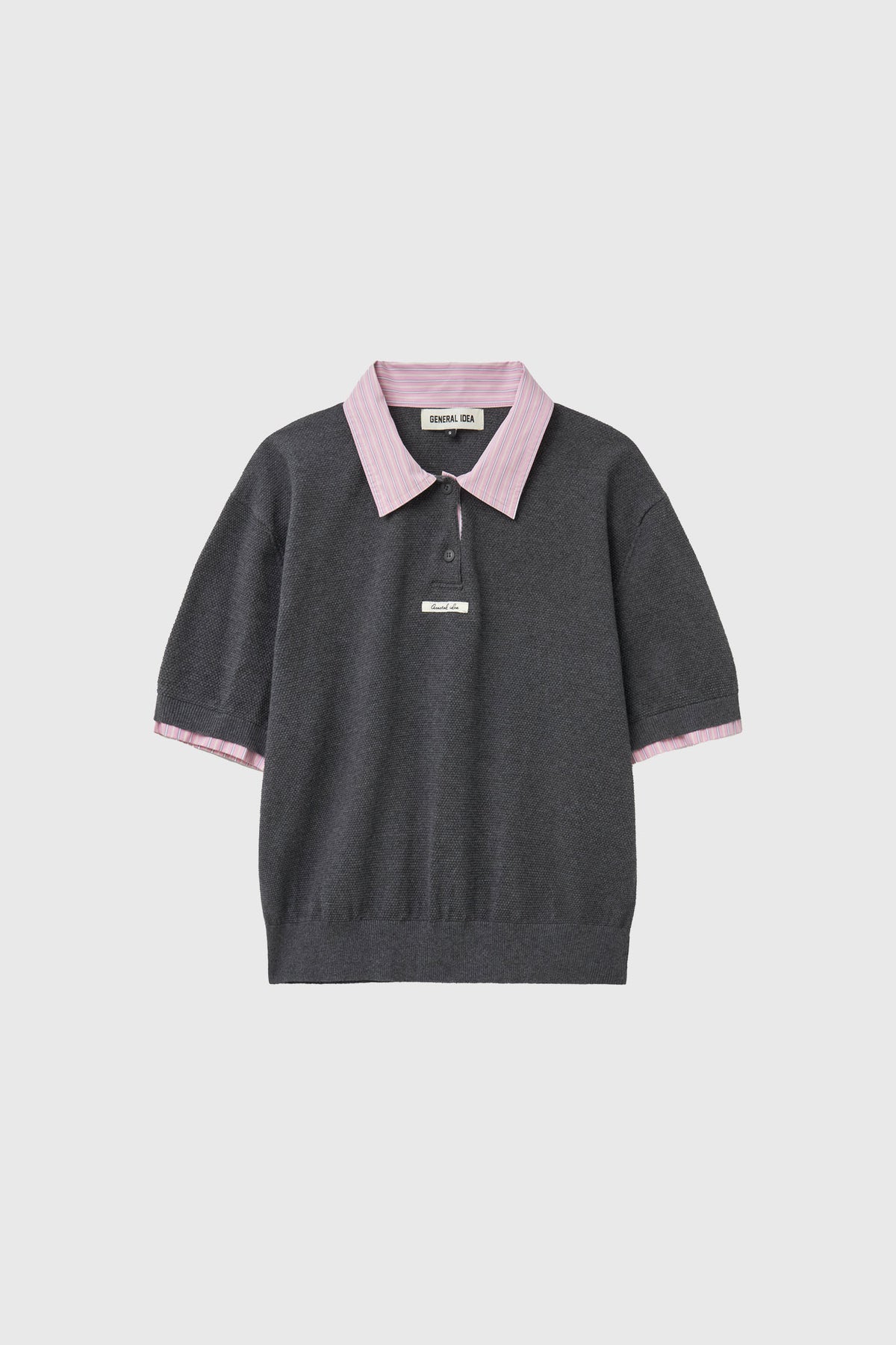 General Idea Shirt Collar Pique Half Knit Charcoal detail