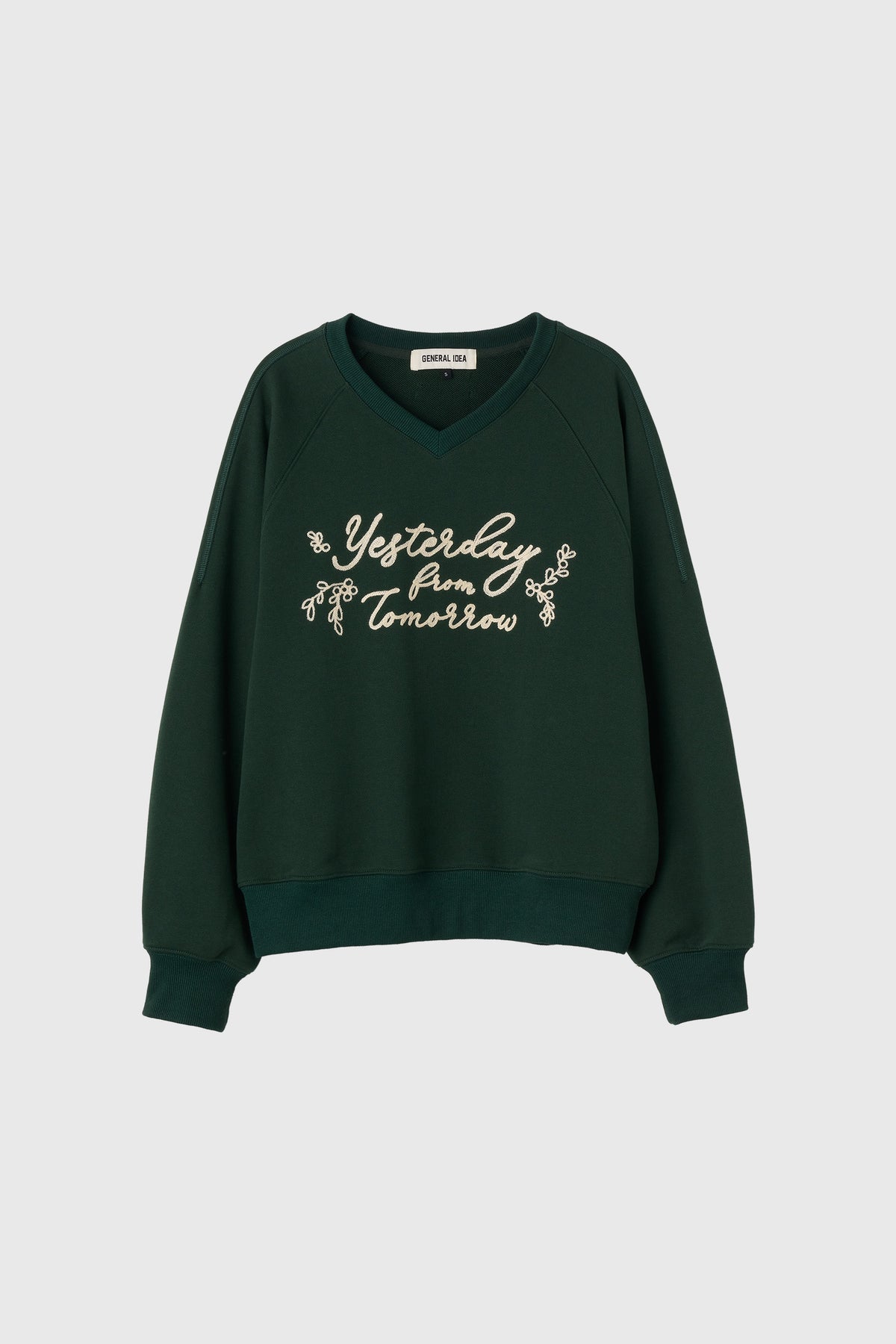 General Idea Lettering V-Neck Sweatshirt Green detail 1