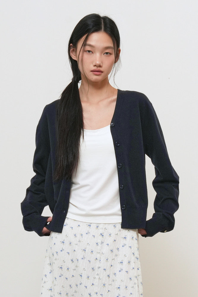 General Idea Relaxed Fit V-Neck Cardigan Dark Navy