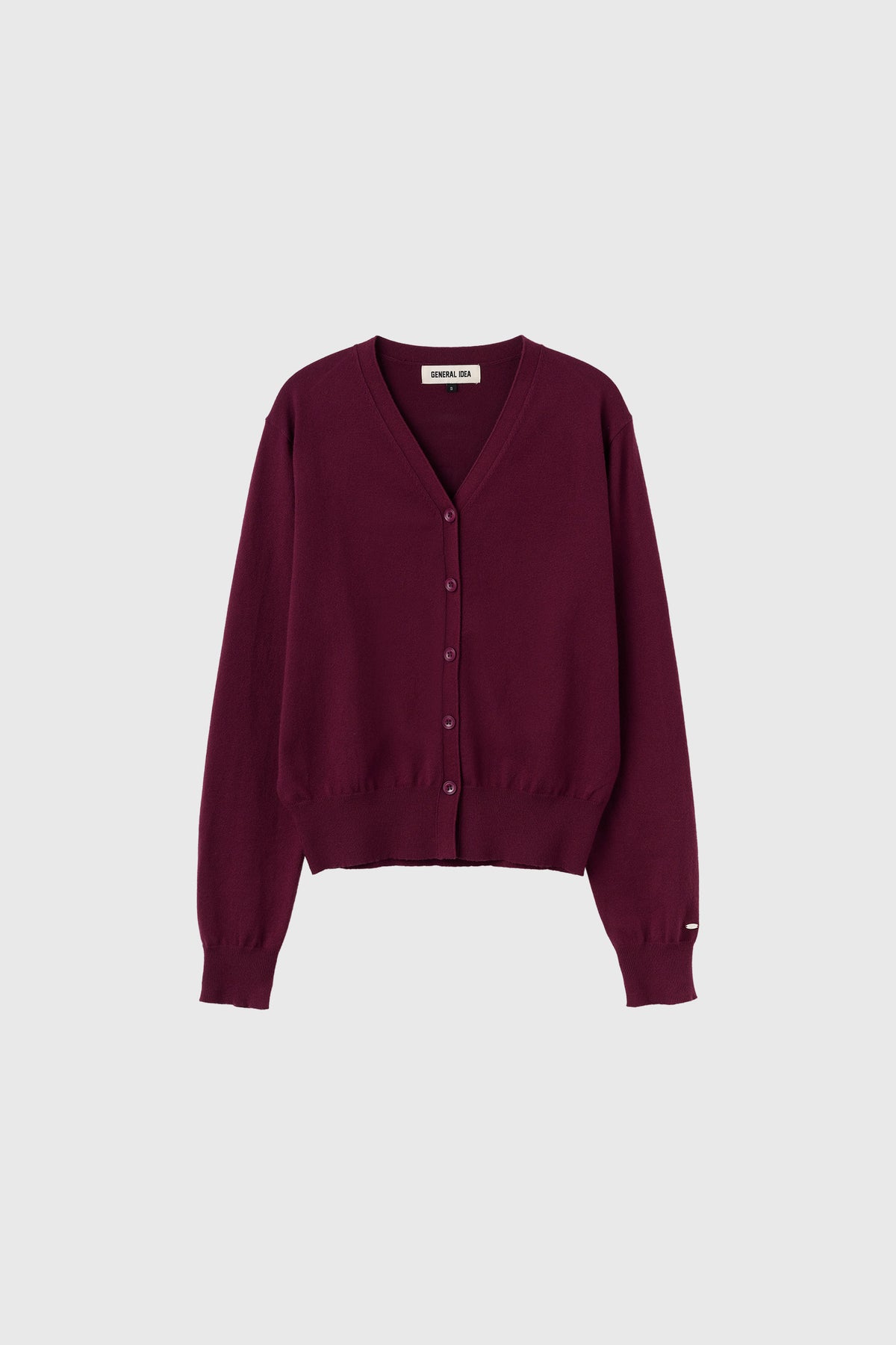 General Idea Relaxed Fit V-Neck Cardigan Plum detail 1