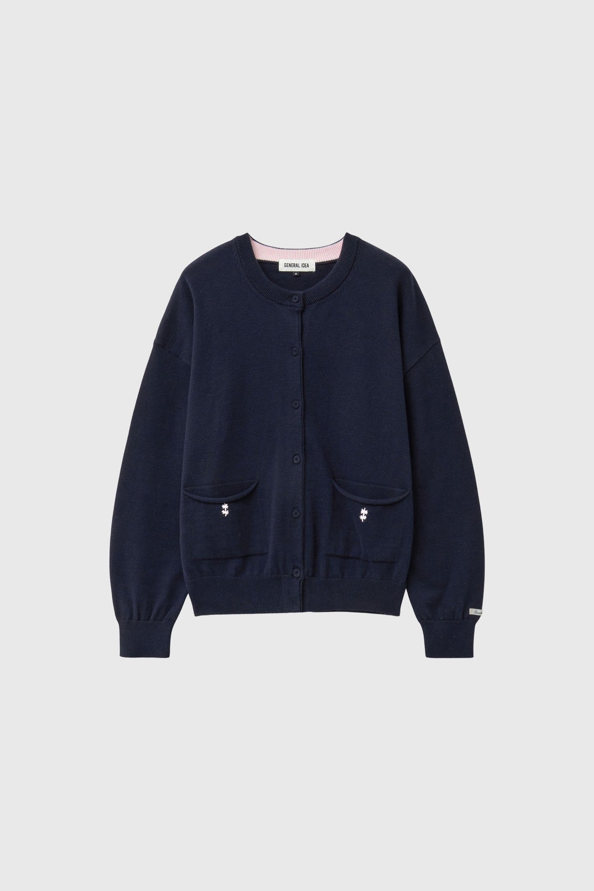 General Idea Cotton Loose Fit Pocket Cardigan Navy detail