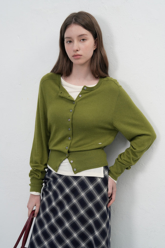 General Idea Signature Crew Neck Cardigan Olive