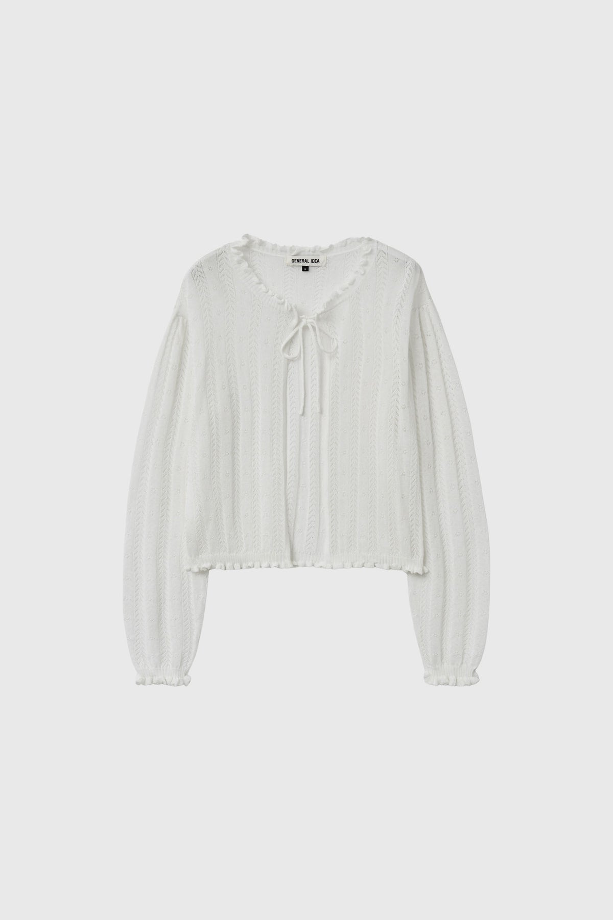 General Idea Punching Ruffle Sleeveless Cardigan Set White detail 1