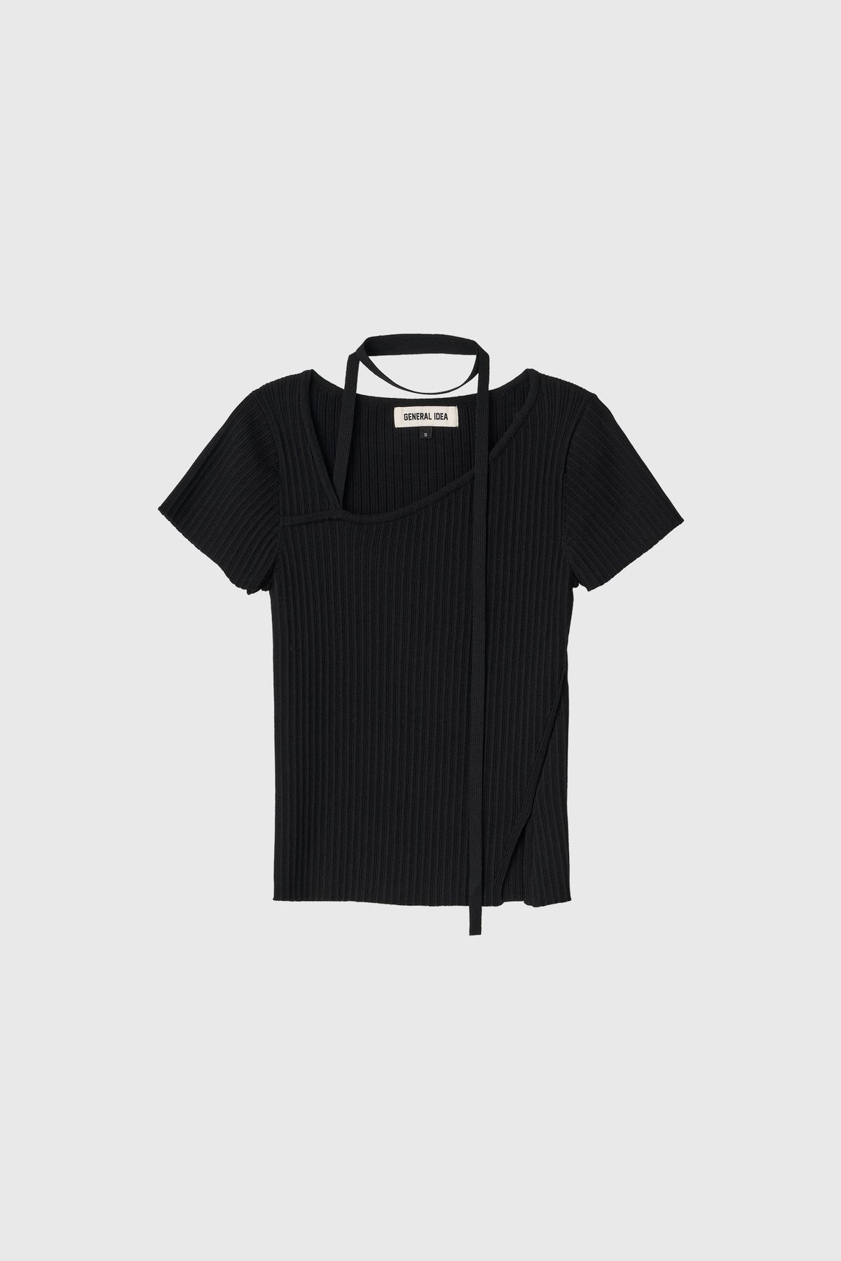 General Idea Unbalanced Ribbed Strap Half Knit Black detail 1