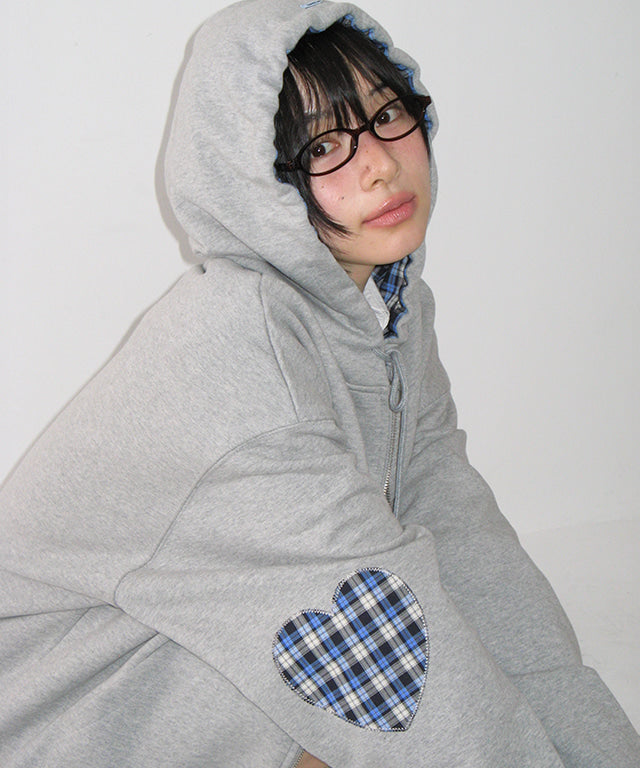 [RONRON] Check Patch Hoodie Zip Up / 2 Colors