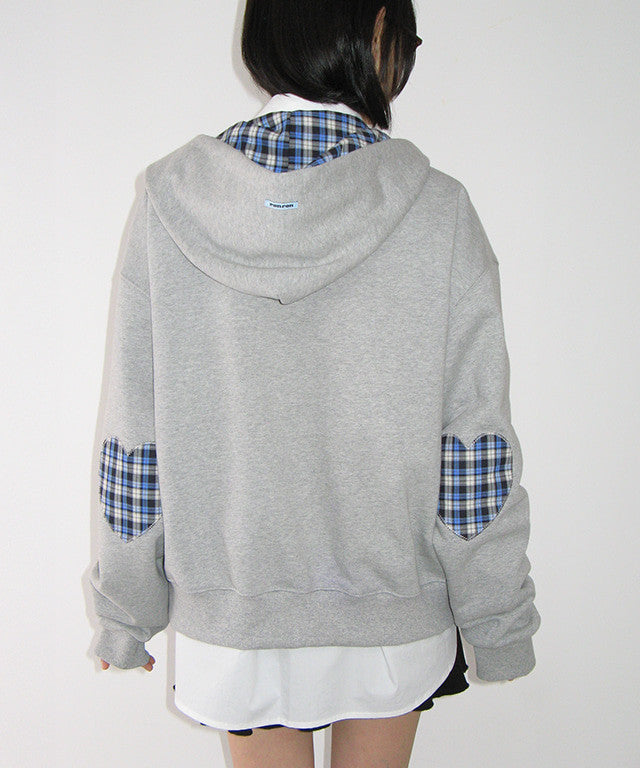 [RONRON] Check Patch Hoodie Zip Up / 2 Colors