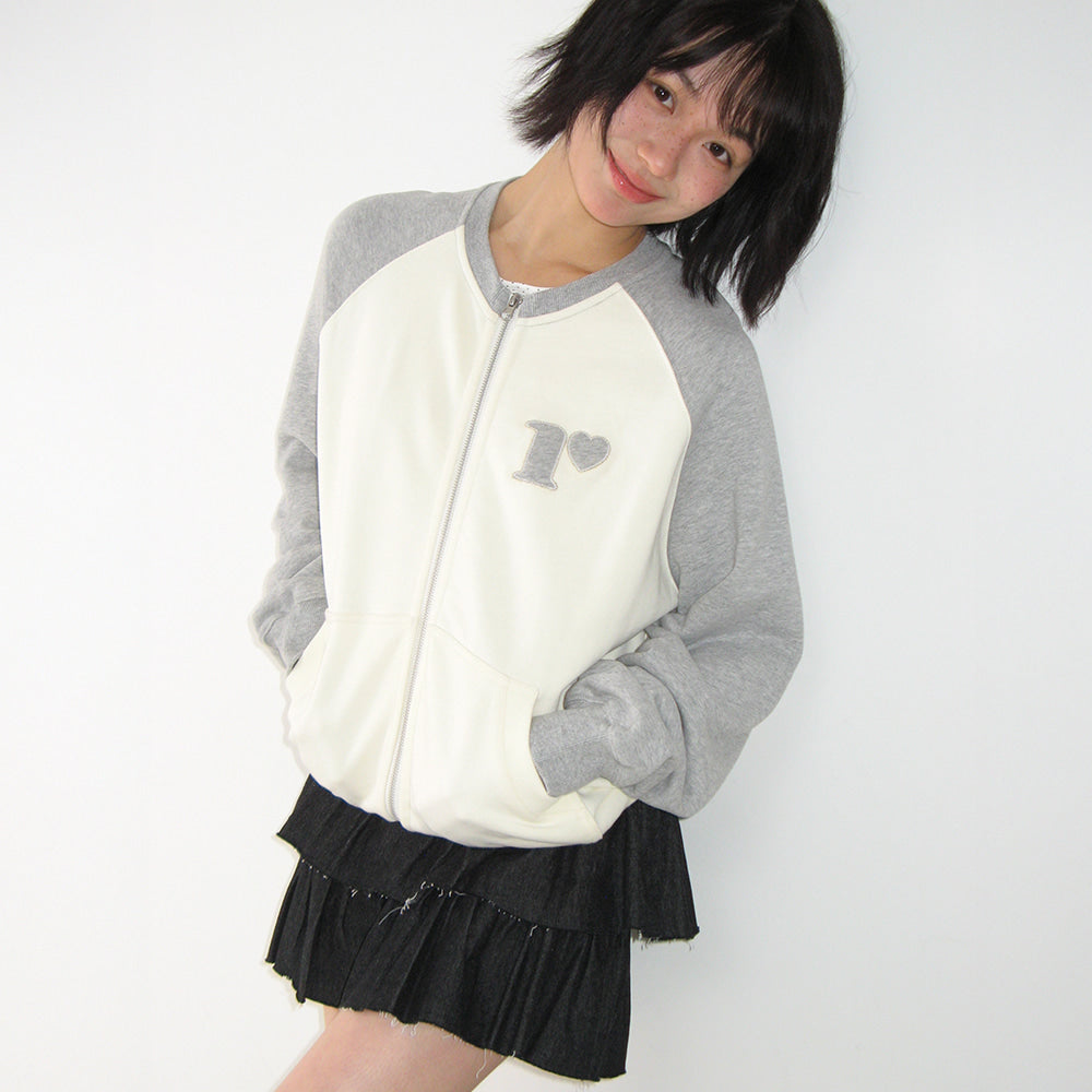[RONRON] Collarless Raglan Zip Up / 2 Colors