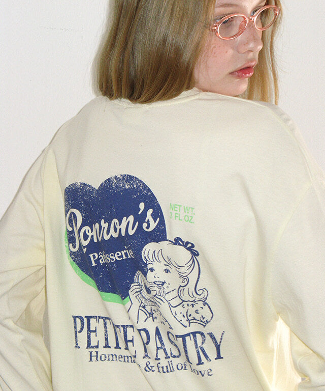 [RONRON] Heart Pastry Over Fit Long Sleeve / 3 Colors