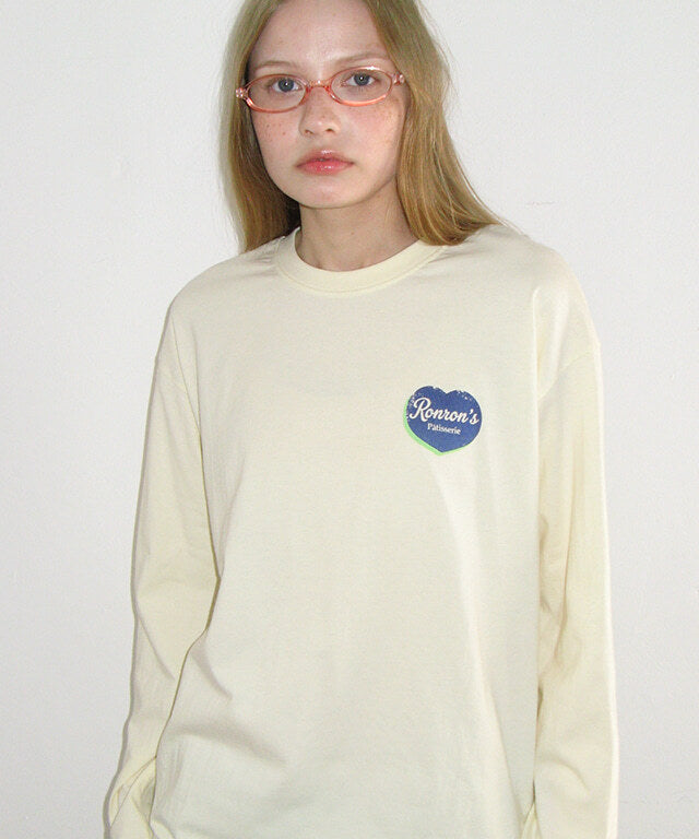 [RONRON] Heart Pastry Over Fit Long Sleeve / 3 Colors