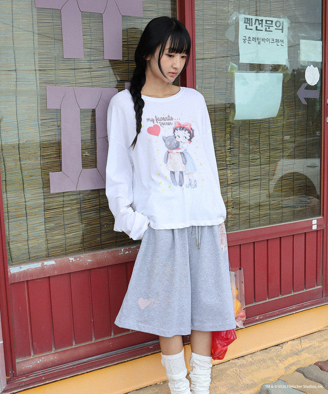 [RONRON] Betty Boop Cat Plush Long Sleeve / 2 Colors