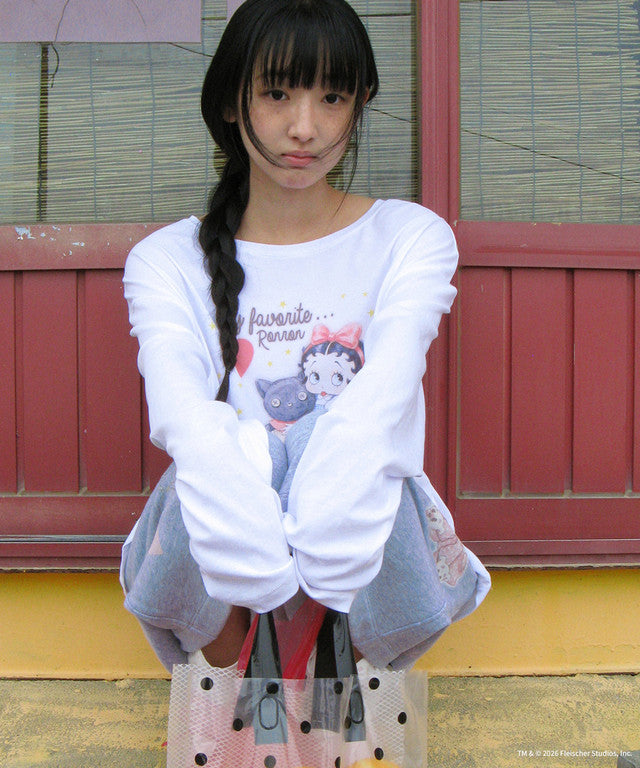 [RONRON] Betty Boop Cat Plush Long Sleeve / 2 Colors