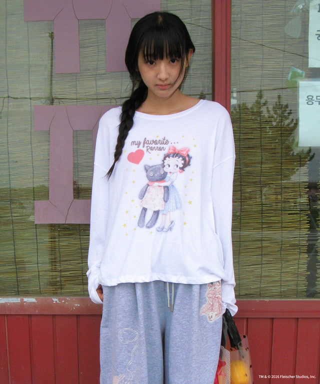 [RONRON] Betty Boop Cat Plush Long Sleeve / 2 Colors
