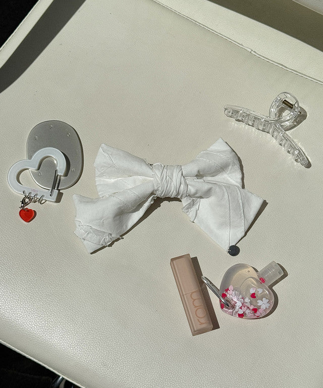 [RONRON] Ribbon Hair Pin Set Frill Eco Bag / 3 Colors