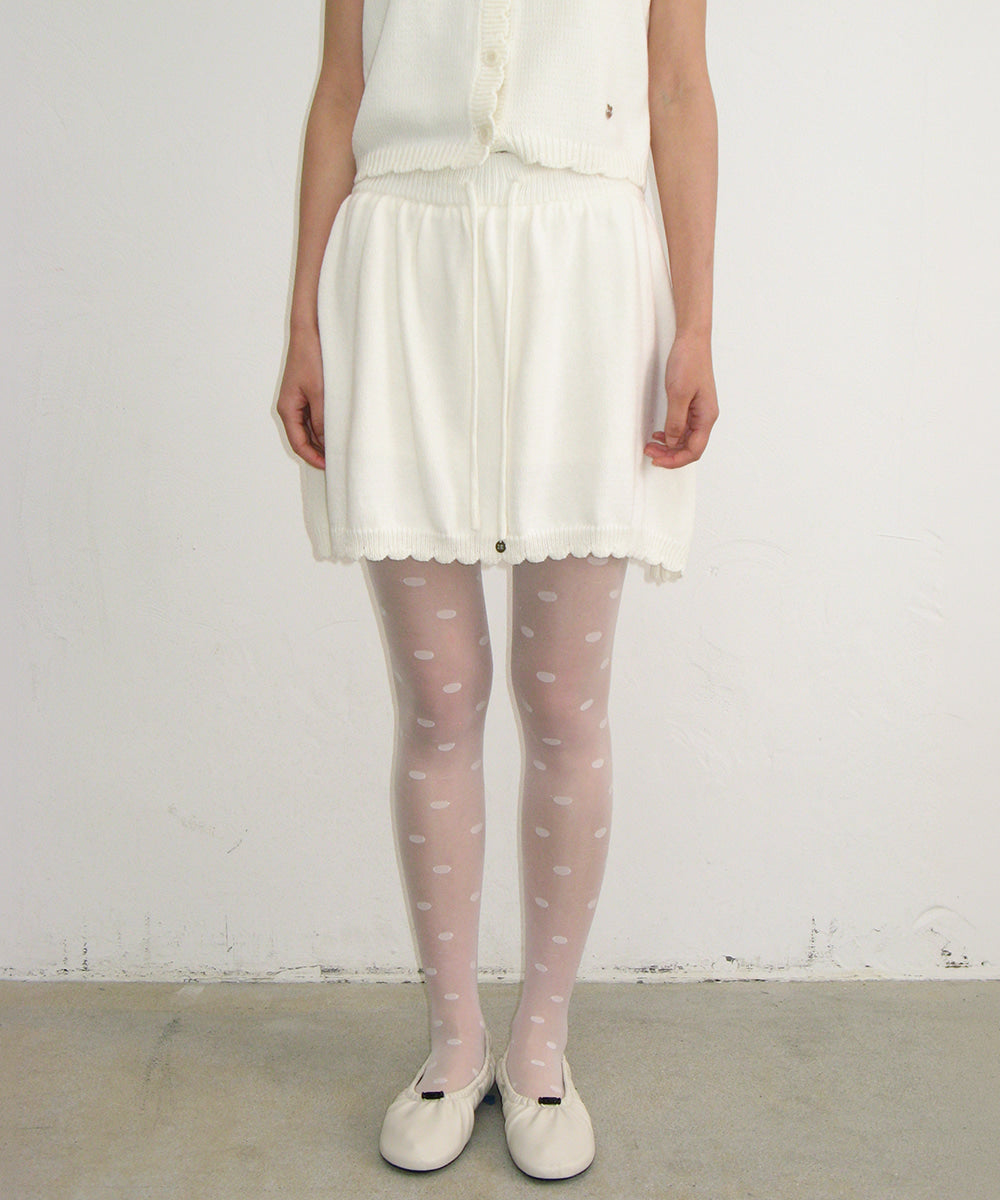 [RONRON] Scallop Trim Knit Mini Skirt / 2 Colors