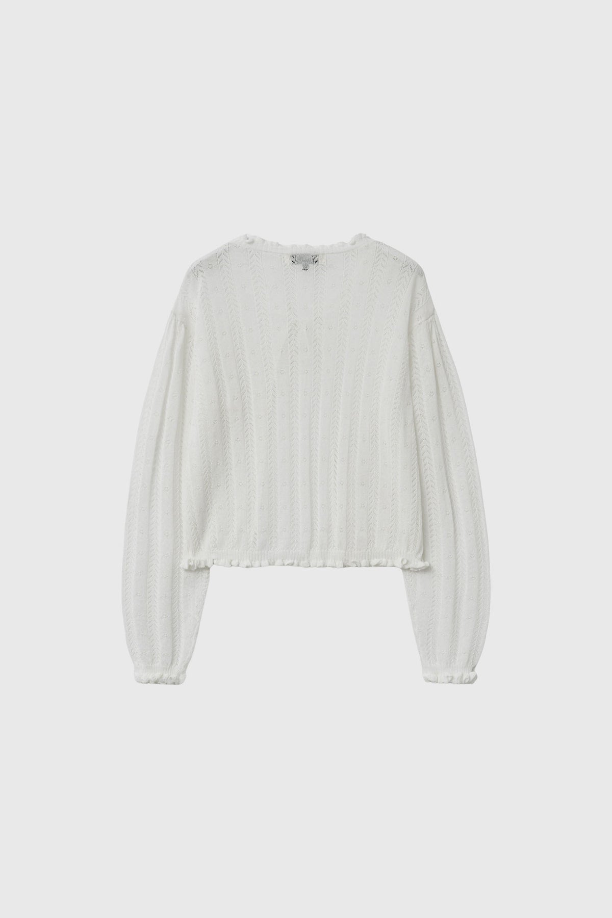 General Idea Punching Ruffle Sleeveless Cardigan Set White detail 2
