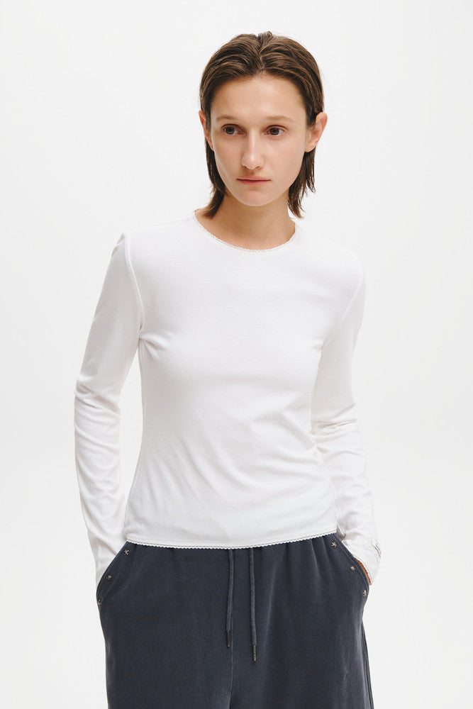 General Idea Lace Round Neck T-Shirt White