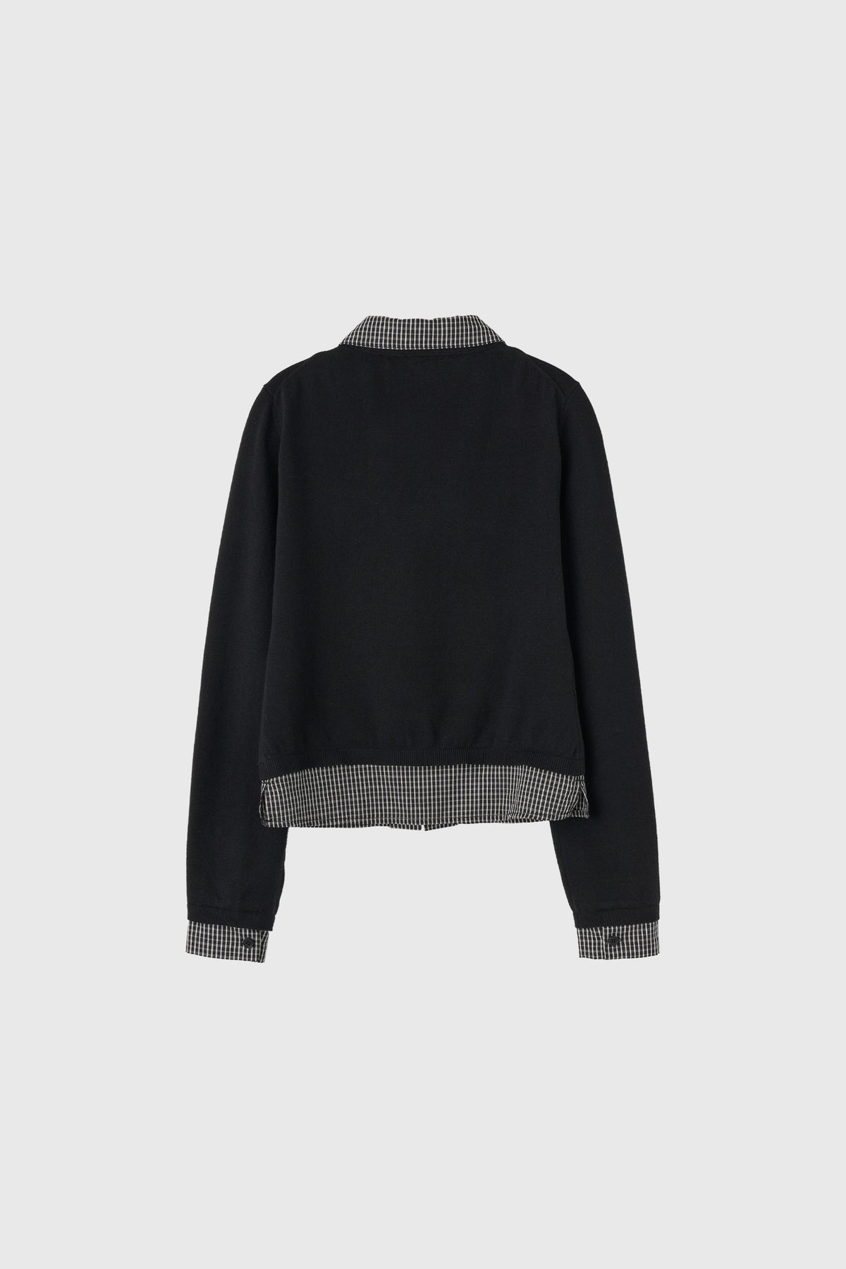 General Idea Check Shirt Layered Cardigan Black detail 2