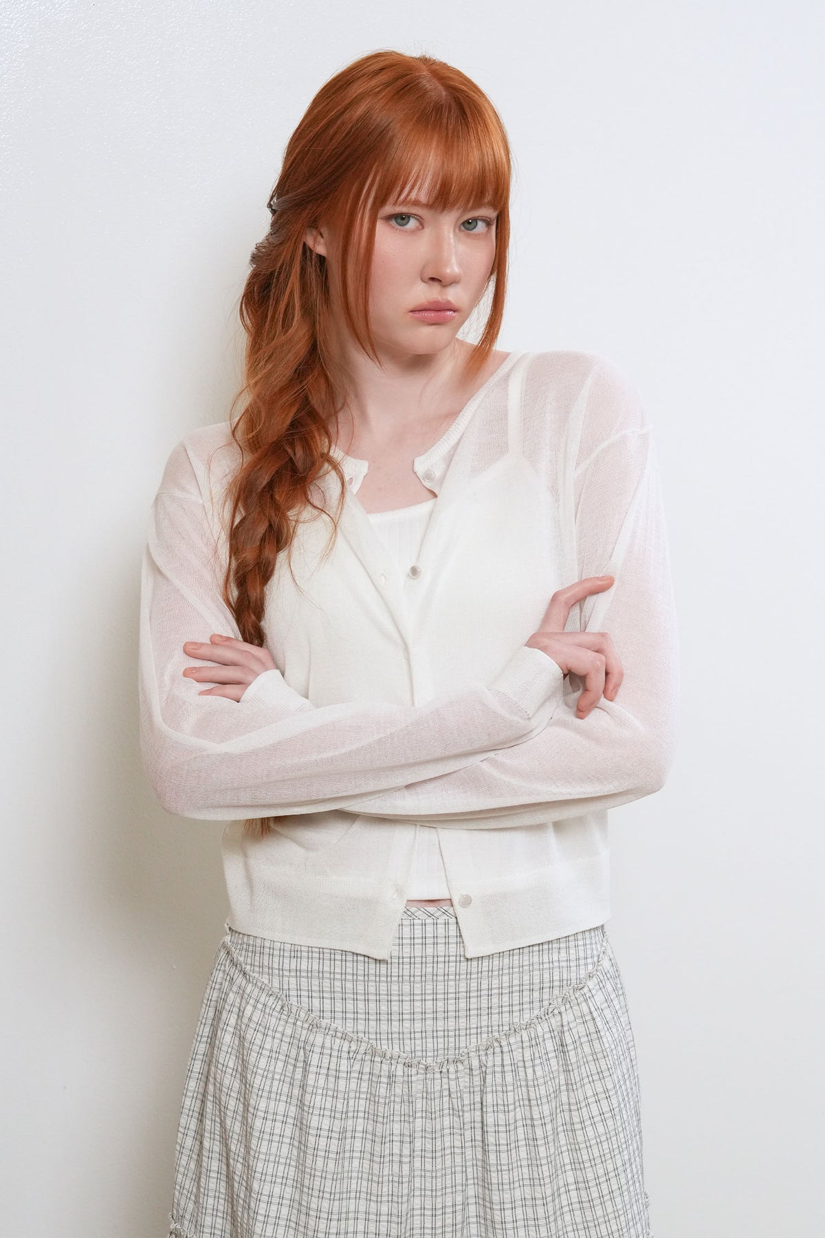 General Idea Packable Sheer Long Sleeve Cardigan White