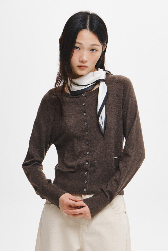 General Idea Signature Crew Neck Cardigan Dark Brown