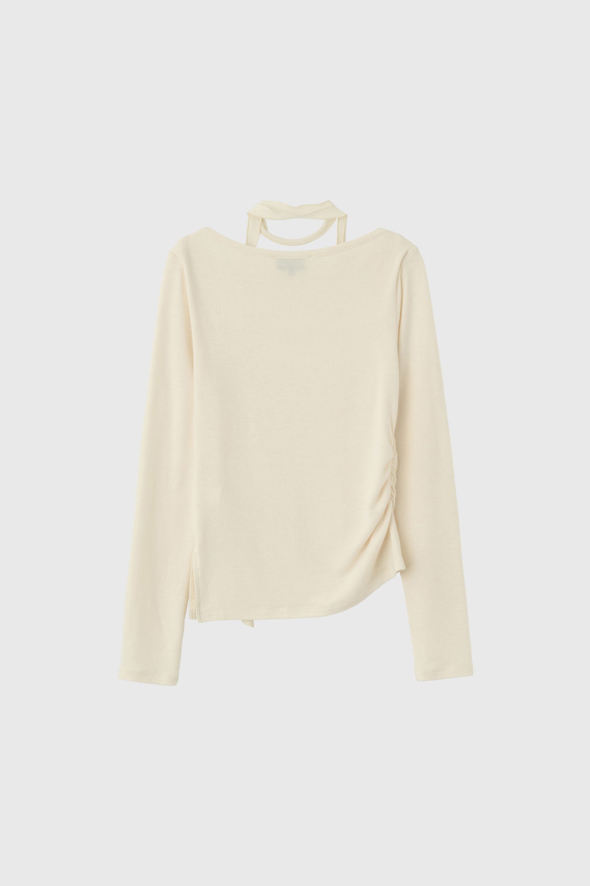 General Idea Scarf Layered Boat Neck Shirring T-Shirt Ivory detail 2