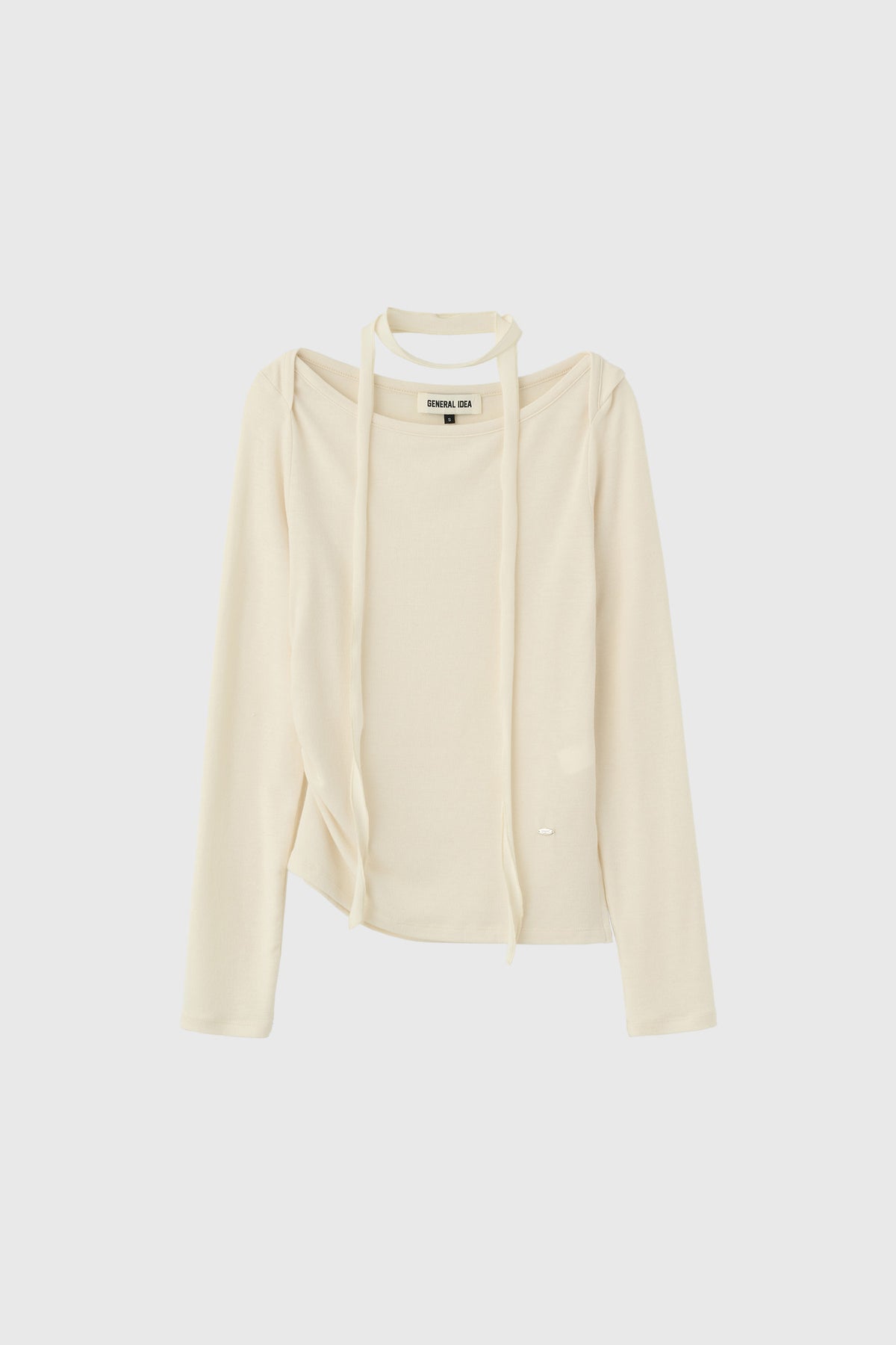 General Idea Scarf Layered Boat Neck Shirring T-Shirt Ivory detail 1