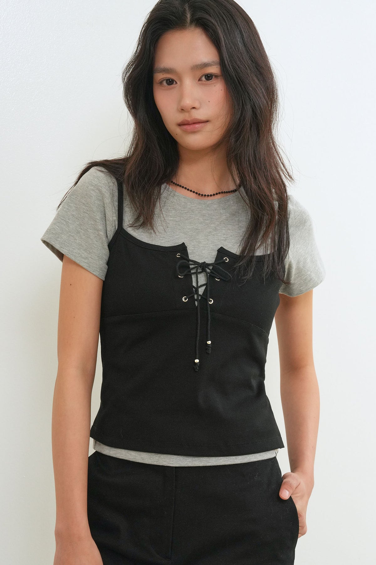 General Idea Eyelet Sleeveless Black