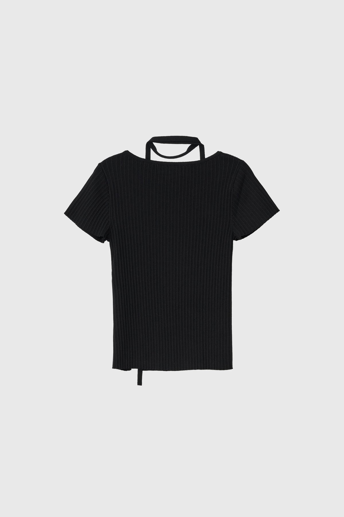 General Idea Unbalanced Ribbed Strap Half Knit Black detail 2