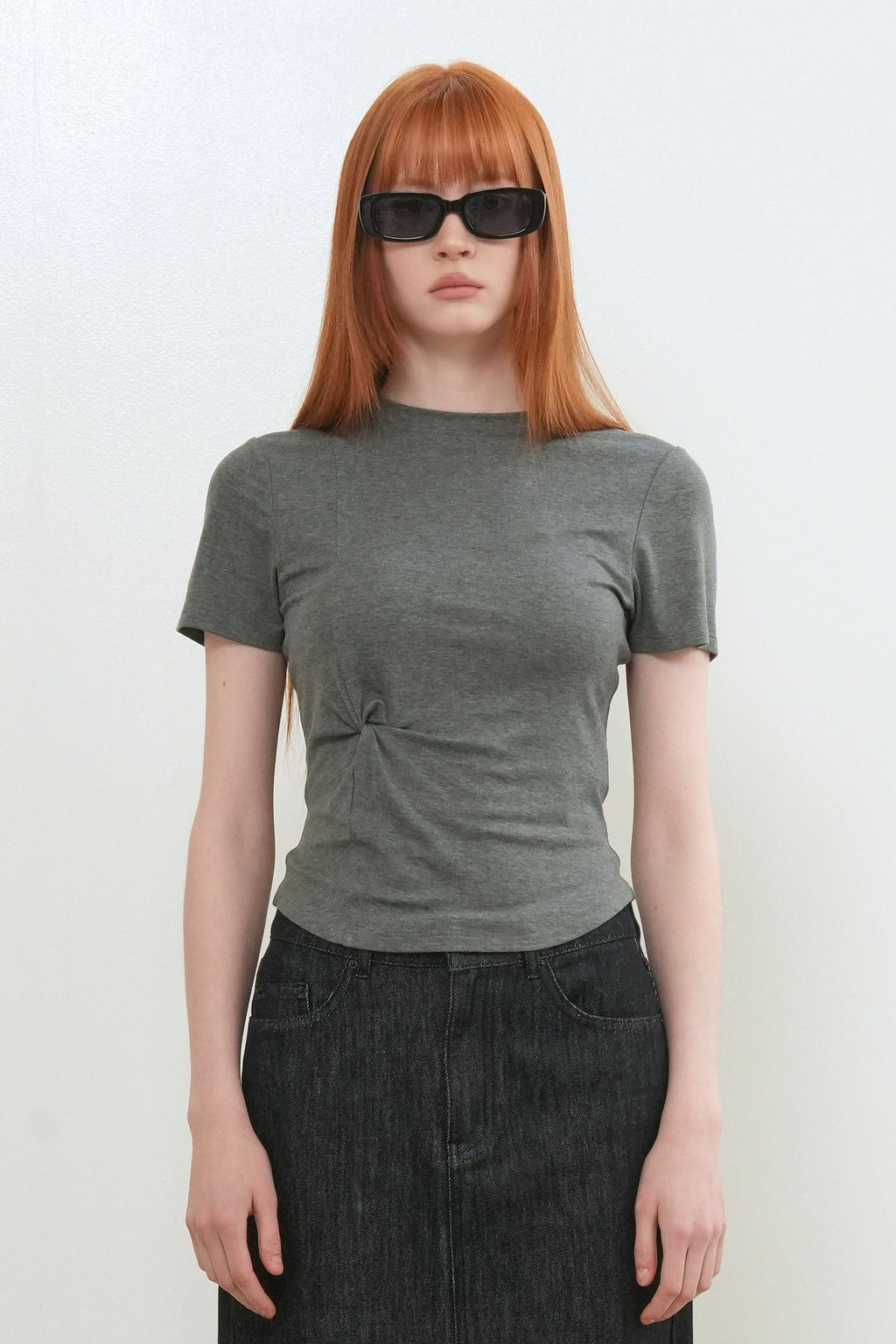 General Idea Acetate Twist Short-Sleeve T-Shirt Charcoal detail 2