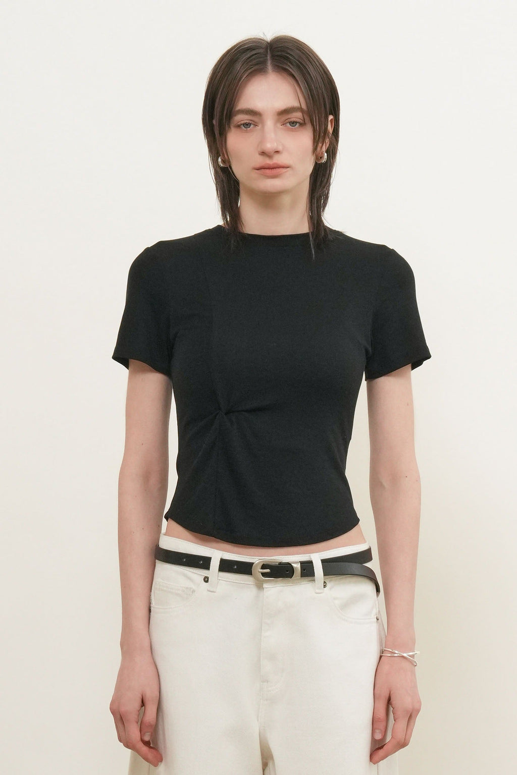 General Idea Acetate Twist Short-Sleeve T-Shirt Black detail 2