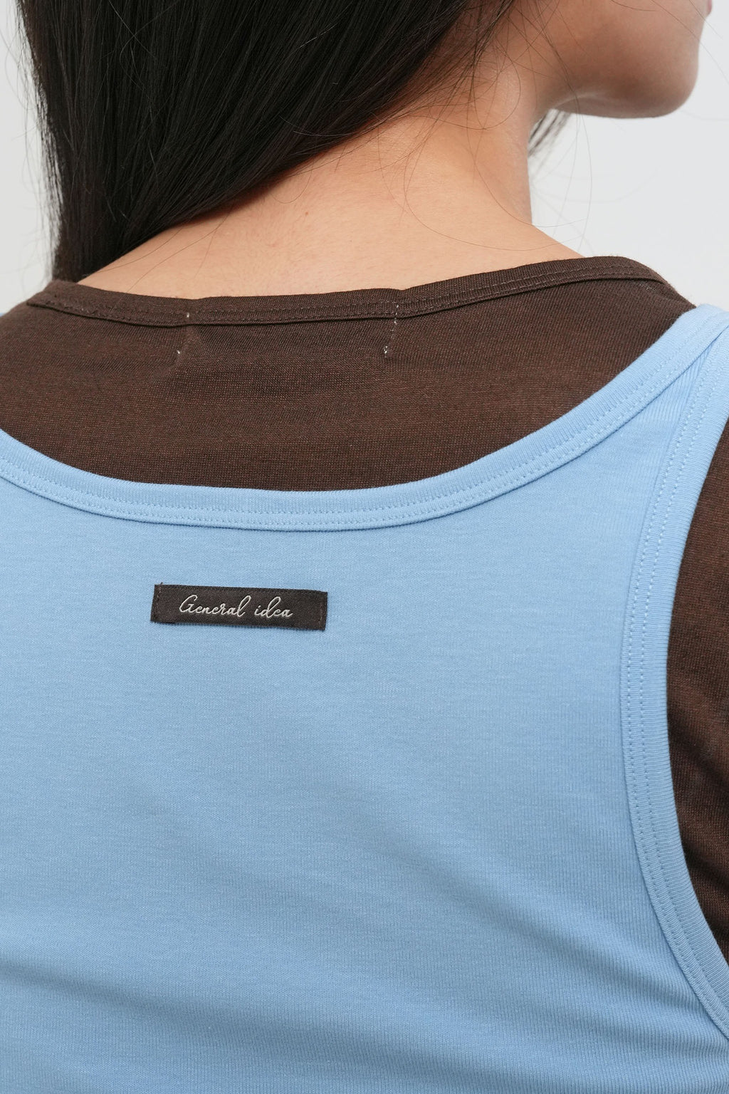 [General Idea] WOMAN Two Way Color Layered T-Shirt / Sky Blue