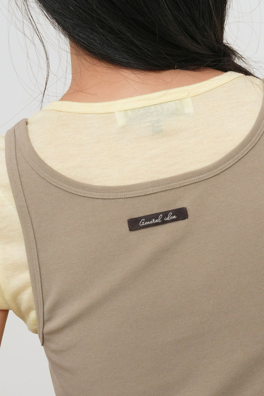 General Idea Two Way Color Layered T-Shirt Beige detail 2