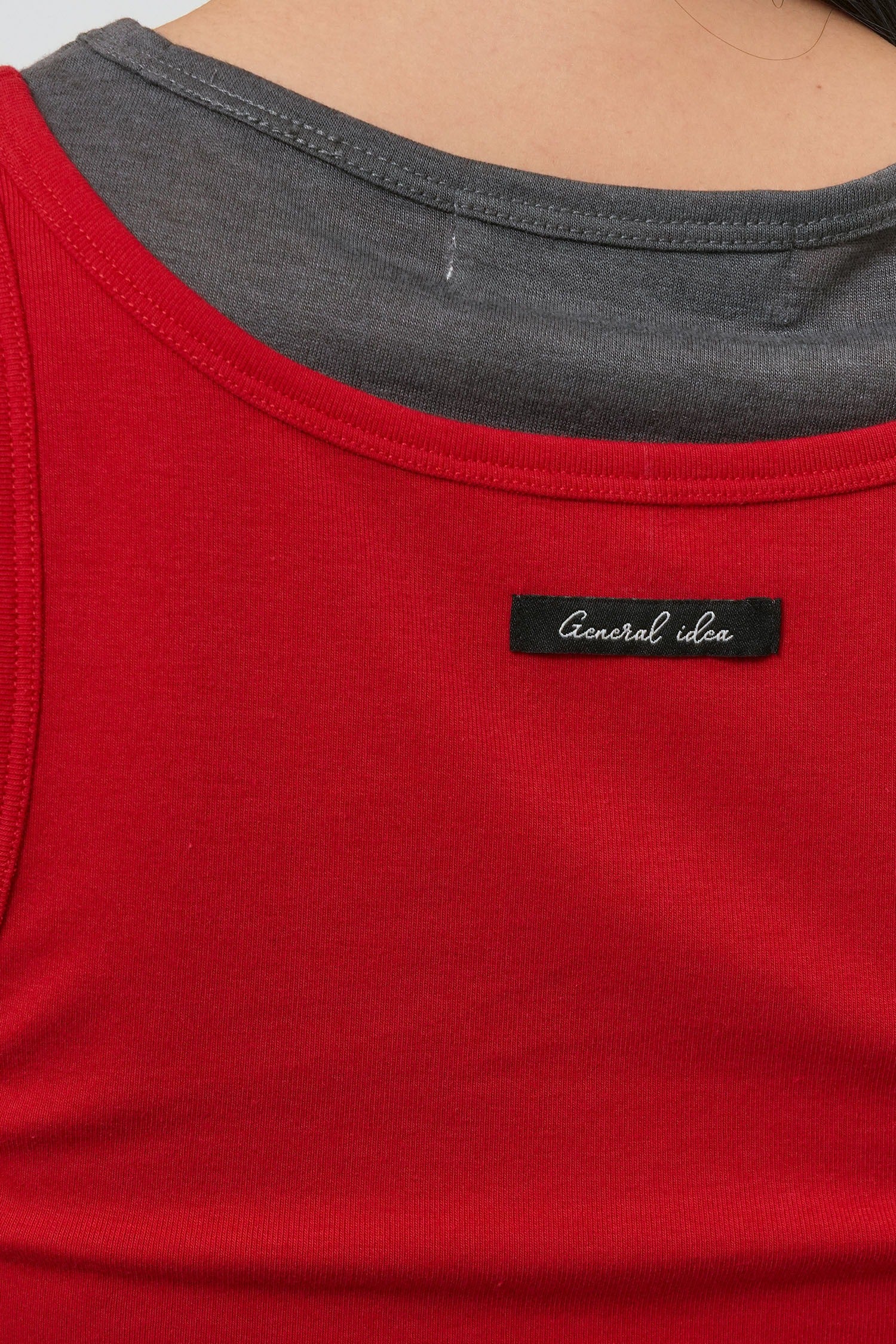 [General Idea] WOMAN Two Way Color Layered T-Shirt / Red