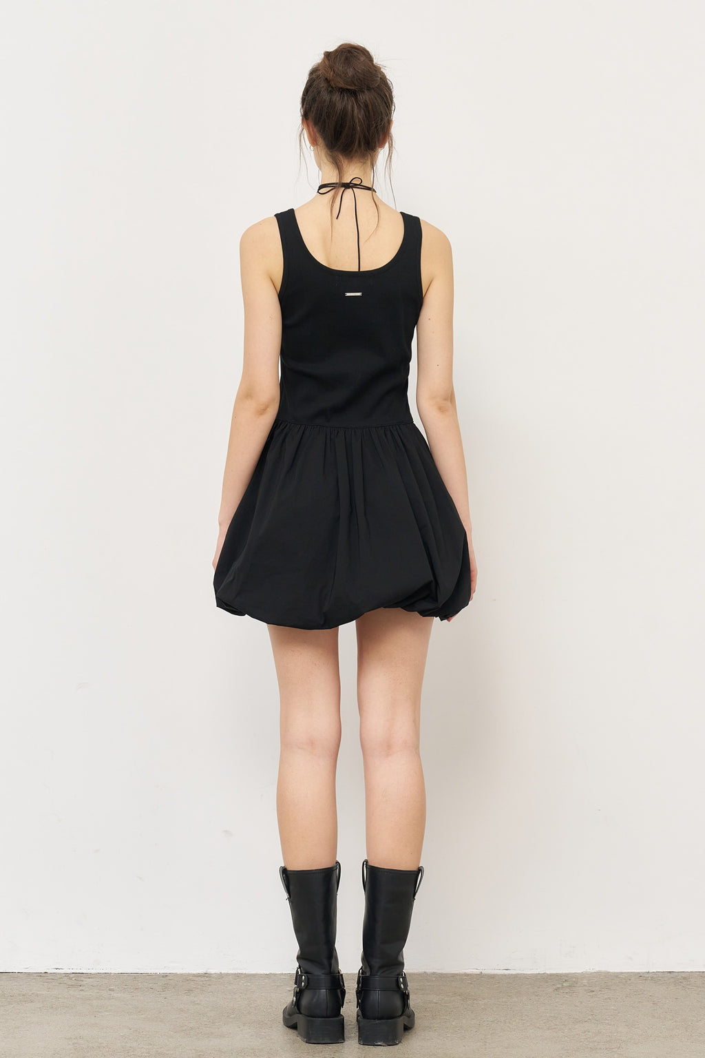 [General Idea] Jersey Top Balloon Mini Dress / Black