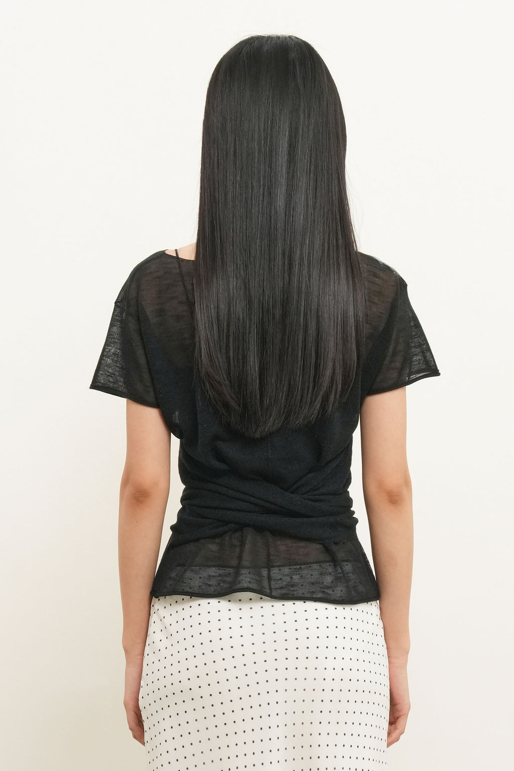 [General Idea] See-Through Halter Neck Layered Knit Set / Black